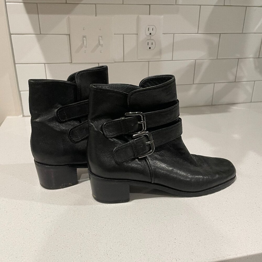 Stuart Weitzman Strapduo Black Buckle Booties Size 7